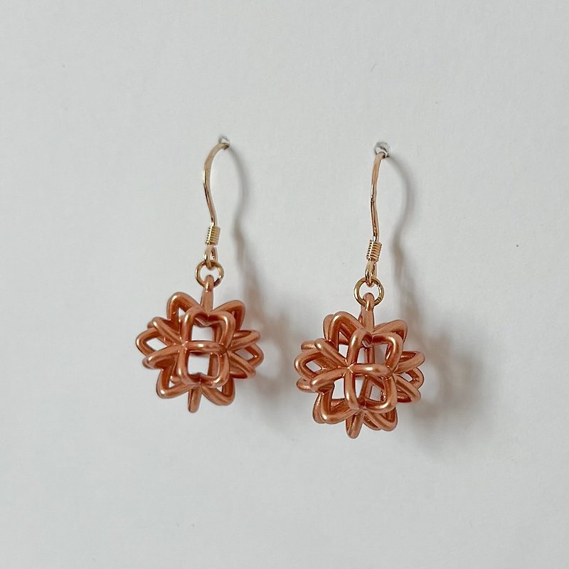 【D55b】Geometric Earrings Hollow Round Tube Gummy Resin Metallic Color - Earrings & Clip-ons - Resin Orange