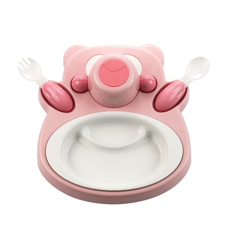 PLAStudio-玉米兒童餐具-Honey Bear-粉紅 - 兒童餐具/餐盤 - 環保材質 粉紅色