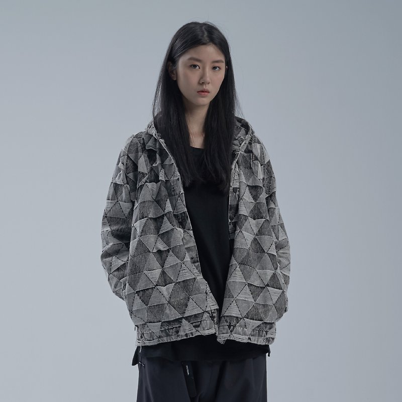 DYCTEAM - SISYPHUS / snow wash jacquard hoodie coat - Women's Casual & Functional Jackets - Cotton & Hemp Gray