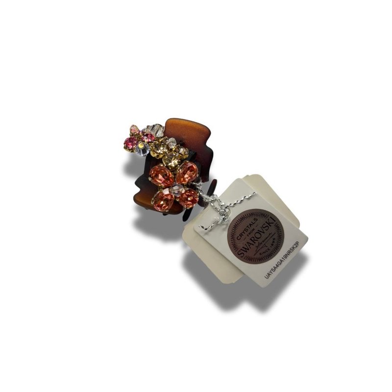 COMPLEX BIZ 施華洛世奇 鑽石 甜心夾 粉色花朵 - 髮夾/髮圈 - 水晶 銀色