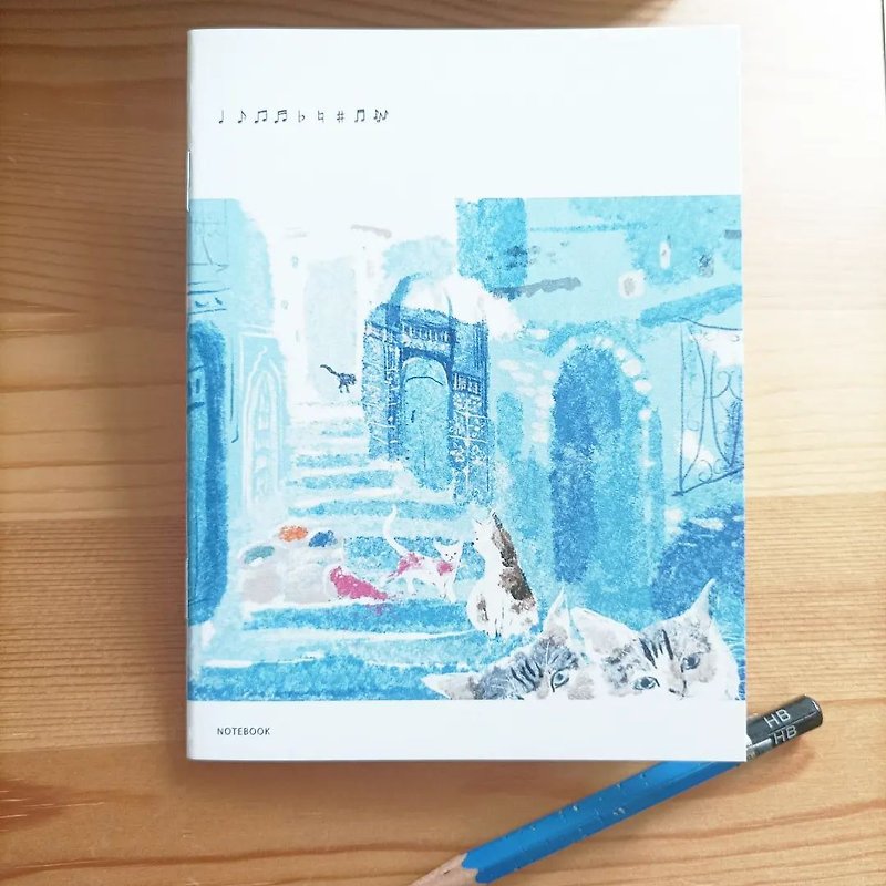 Summer Blue City/blank/A6/notebook/writing/drawing/handbook/diary - สมุดบันทึก/สมุดปฏิทิน - กระดาษ สีน้ำเงิน