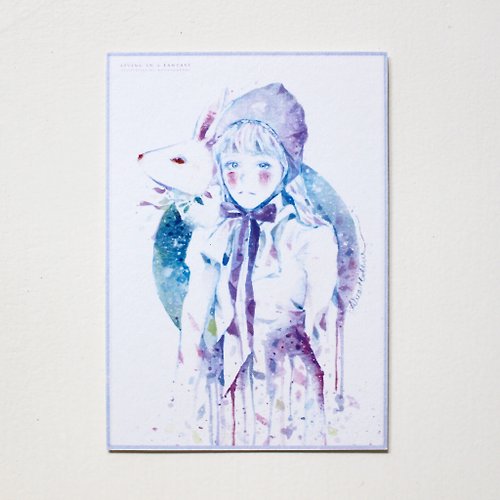 AliceHobbey Illustration Alice Hobbey 奇幻少女兔子系列 雙面水彩插畫明信片 Postcard