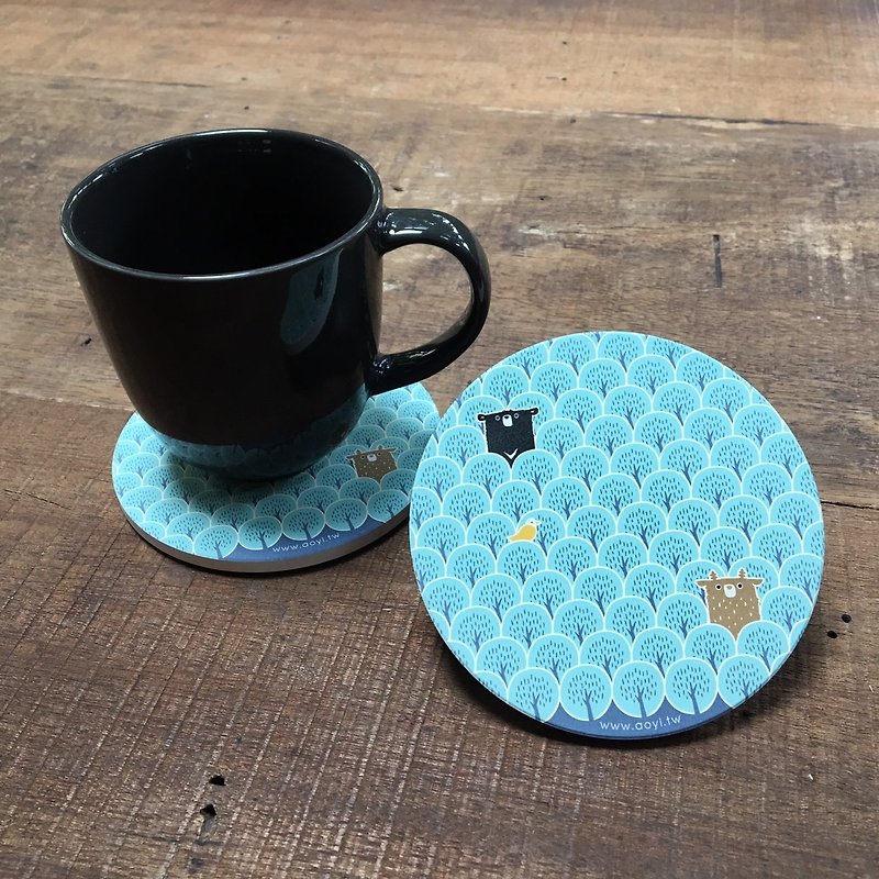 Taiwanimal Wan A Maji_Peekaboo Series Ceramic Water Coaster - Coasters - Pottery 