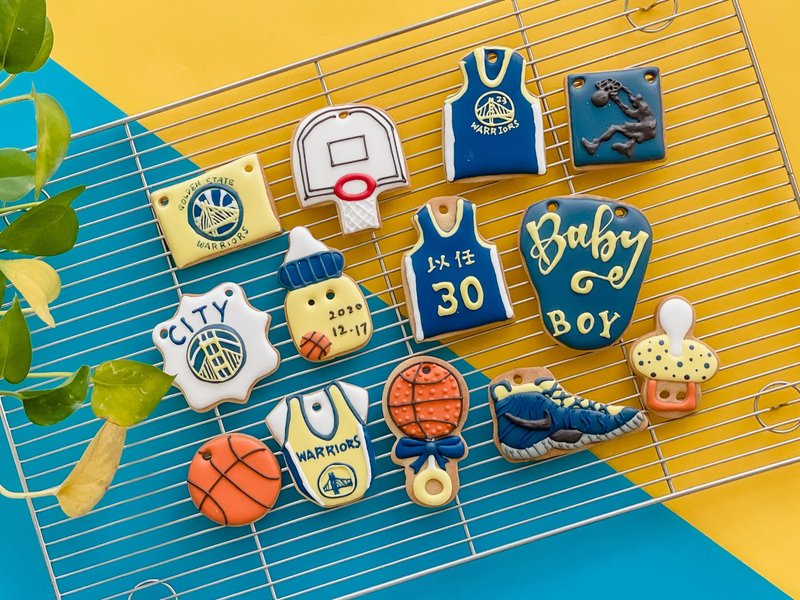 NBA Warriors Saliva Cookies Frosted Cookies - Handmade Cookies - Fresh Ingredients Blue