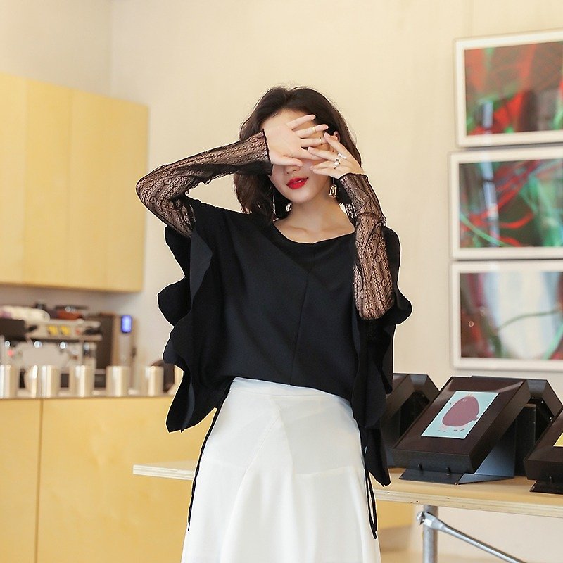 Black Knitwear / Knitted Tops - Women's Sweaters - Polyester Black