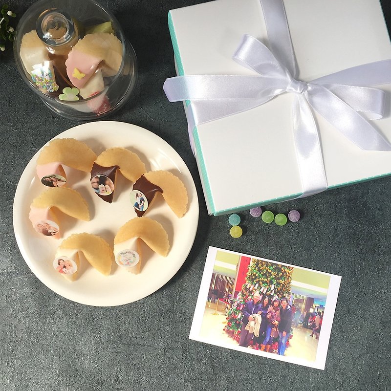 七夕情人禮物 客製化可食用照片巧克力幸運籤餅 點點禮盒告白 - 巧克力 - 新鮮食材 黑色