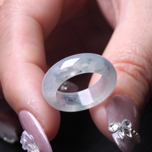 瓔珞珠寶盒 E.L.Jewelry Box 冰飄綠花翡翠戒指戒圈 | 國際10圍 | 天然緬甸玉翡翠A貨 | 送禮