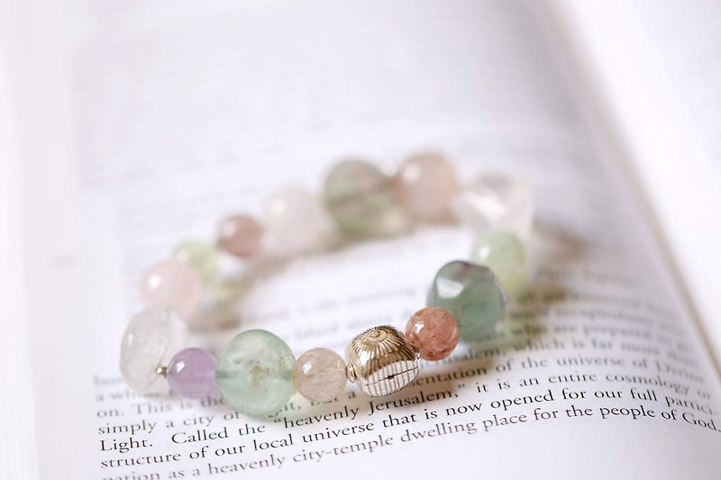 Candy Jar。Multi Mixed Gems, Heart Chakra, Colorful Crystal Designer Bracelet - Bracelets - Crystal Green