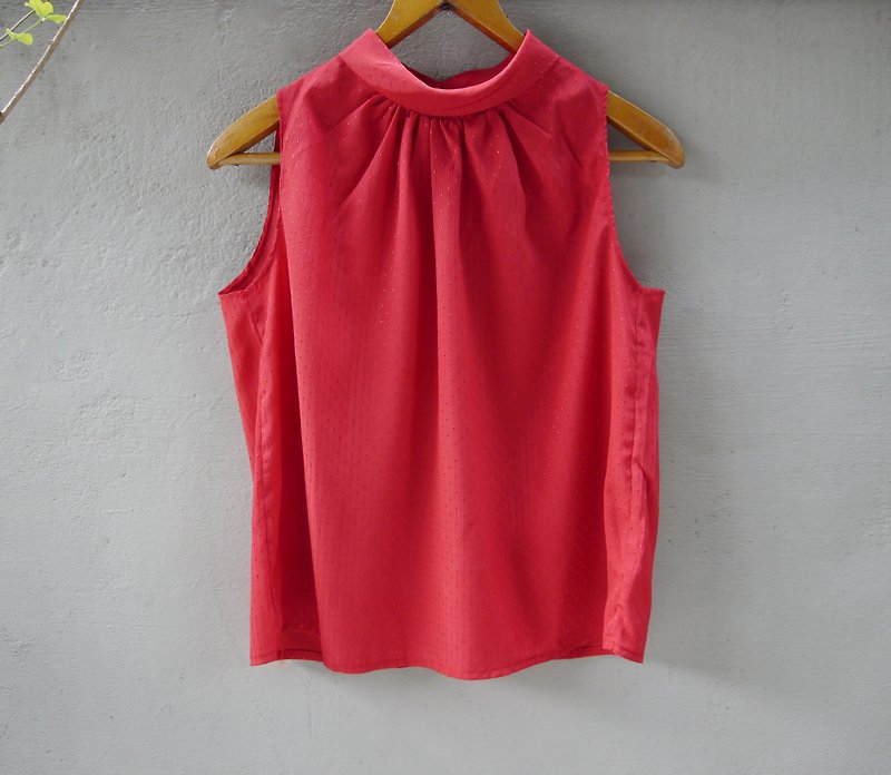 FOAK vintage ladies vest Paris early experience - เสื้อกั๊กผู้หญิง - ผ้าฝ้าย/ผ้าลินิน สีแดง
