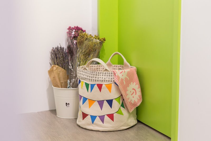 Small Storage Dual-Purpose Bag【Happy Party】-Canada Fluf Organic Cotton - Storage - Cotton & Hemp Multicolor