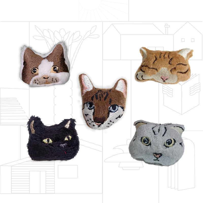 Cat pin /  Brooch / Cat Collecton - 編織/刺繡/羊毛氈/縫紉 - 聚酯纖維 卡其色