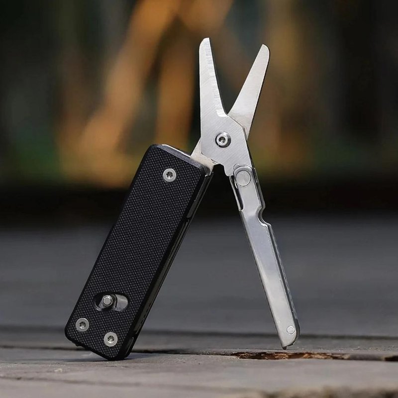 Folding Mini Knife & Scissors 2 in 1 Must-have Home EDC Multi tool / Belt Clip - Camping Gear & Picnic Sets - Other Metals Silver