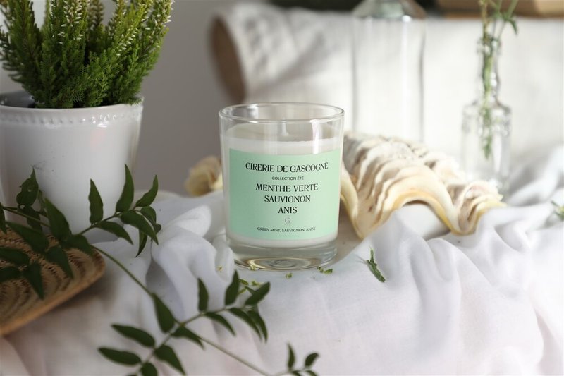 Cirerie de Gascogne Scented Candle - Spearmint-Sauvignon- Aniseed 180g - เทียน/เชิงเทียน - กระดาษ สีเขียว