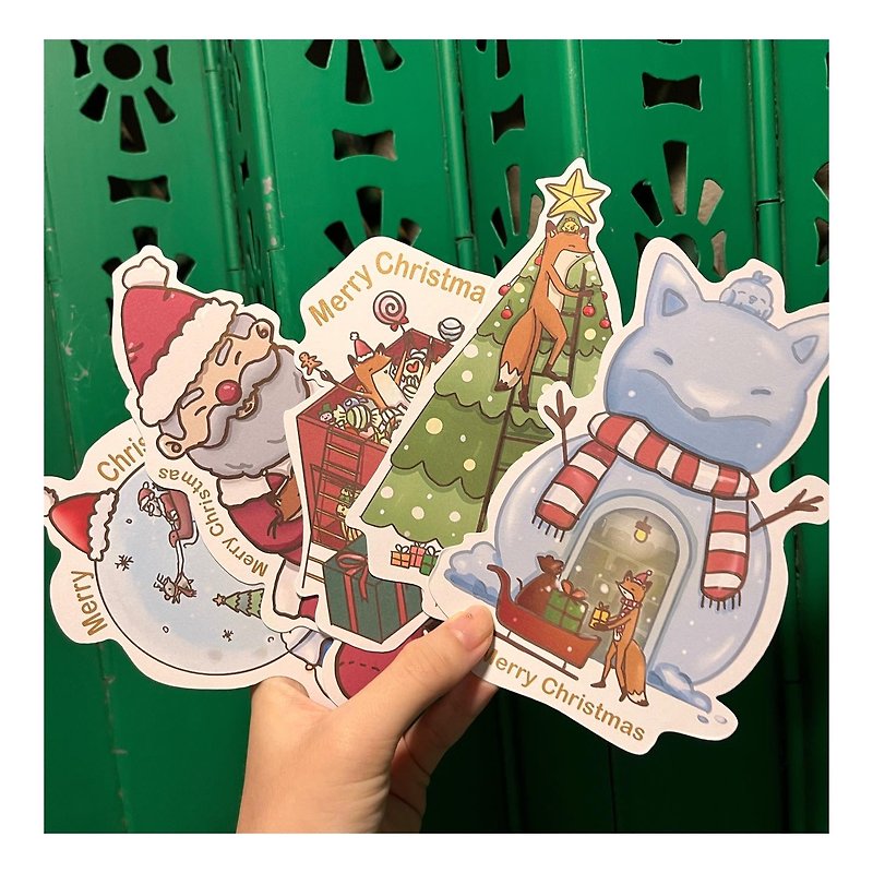 กระดาษ การ์ด/โปสการ์ด หลากหลายสี - Fox Xianshan Christmas Card【5pcs】