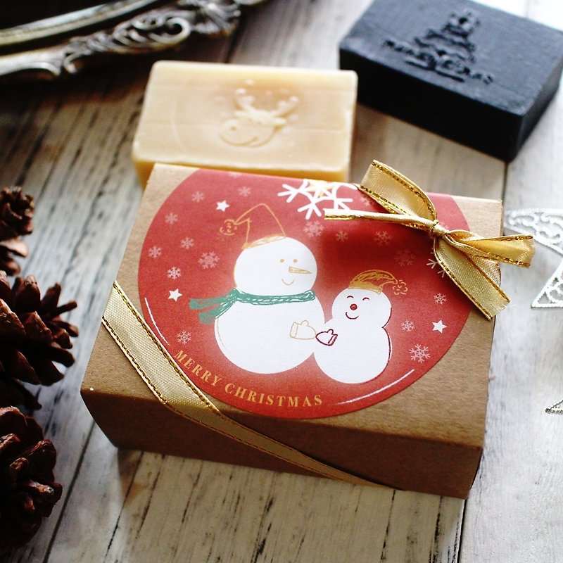 【Leibai Bo】 joy to share handmade soap small gift box │ │ gift gifts │ elk + Christmas tree - ครีมอาบน้ำ - วัสดุอื่นๆ สีดำ
