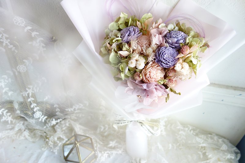 Bouquet-Love Pink Purple/Valentine's Day/Graduation/Birthday/Korean Bouquet/Heart-shaped Bouquet/Flower Gift/Proposal - Dried Flowers & Bouquets - Plants & Flowers Pink