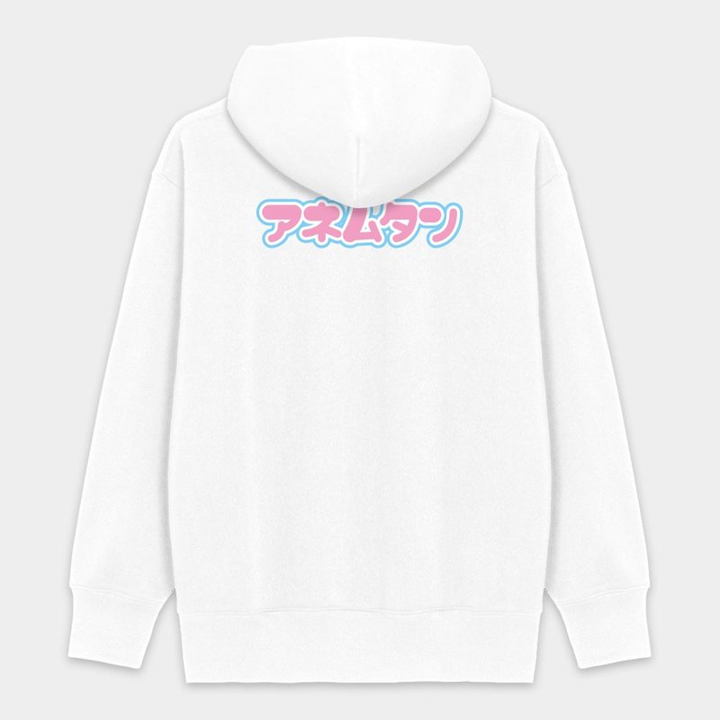 【秋冬新品】偽日文 安捏母湯 粉紅文字 純棉連帽外套 PS174 - 女裝外套/大衣 - 棉．麻 白色
