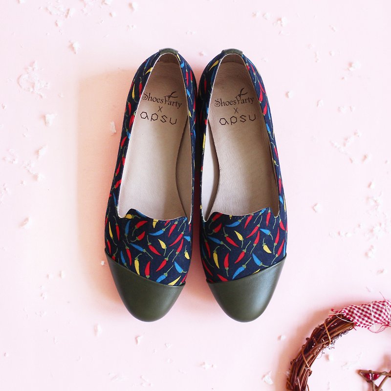 [23.0 Spot] South Island Chili Obella / Handmade / Japanese Fabric / M2-18116F - Women's Casual Shoes - Cotton & Hemp 