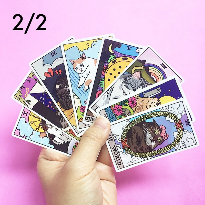 2/2 Tarot Cat Meme Die-cut Stickers (Minor Arcana) - 貼紙 - 塑膠 
