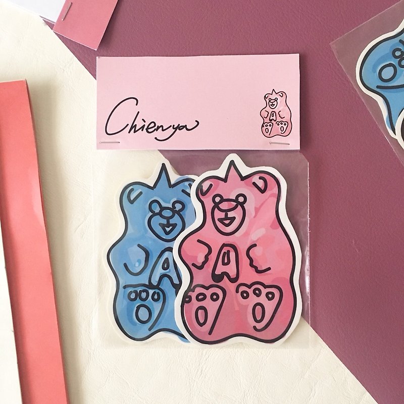 獨角熊軟糖(大)貼紙2入組 - 貼紙 - 紙 粉紅色