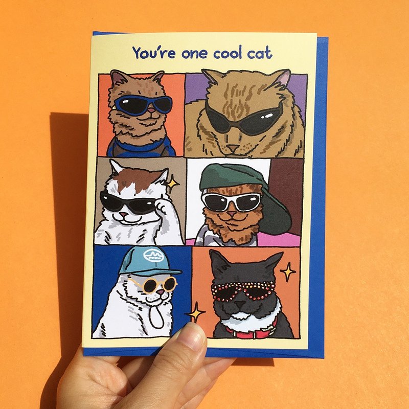 การ์ดอวยพร แสดงความยินดี ลายมีมแมวใส่แว่น You are One Cool Cat card - การ์ด/โปสการ์ด - กระดาษ 