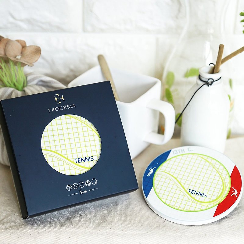 EPOCHSIA Sball Ceramic Coaster - Tennis - ที่รองแก้ว - ดินเผา หลากหลายสี