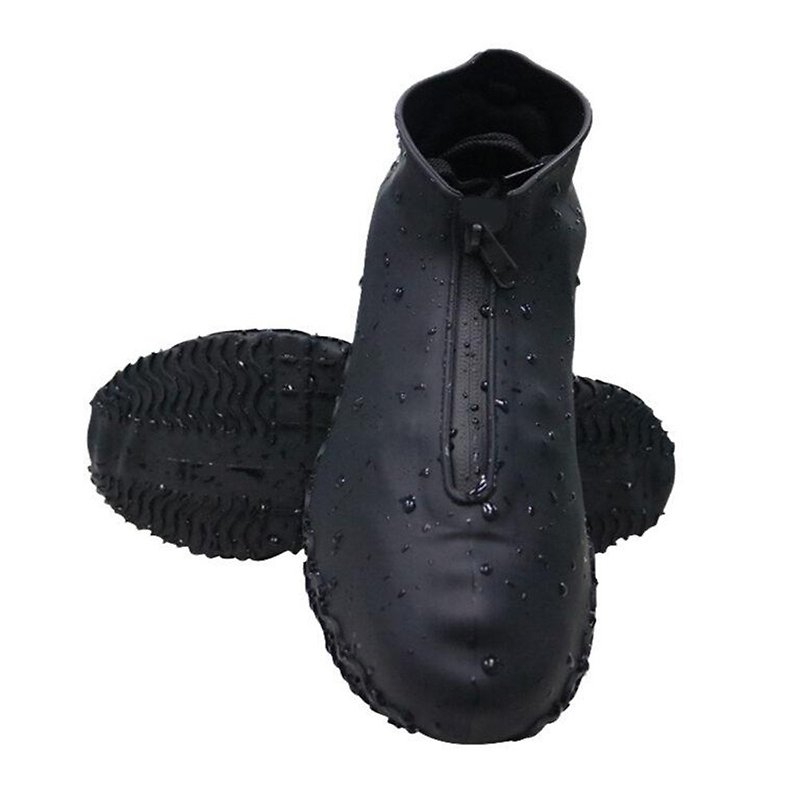 防水矽膠鞋套 加厚拉鍊款 零死角防水 - 雨靴/防水鞋 - 防水材質 黑色