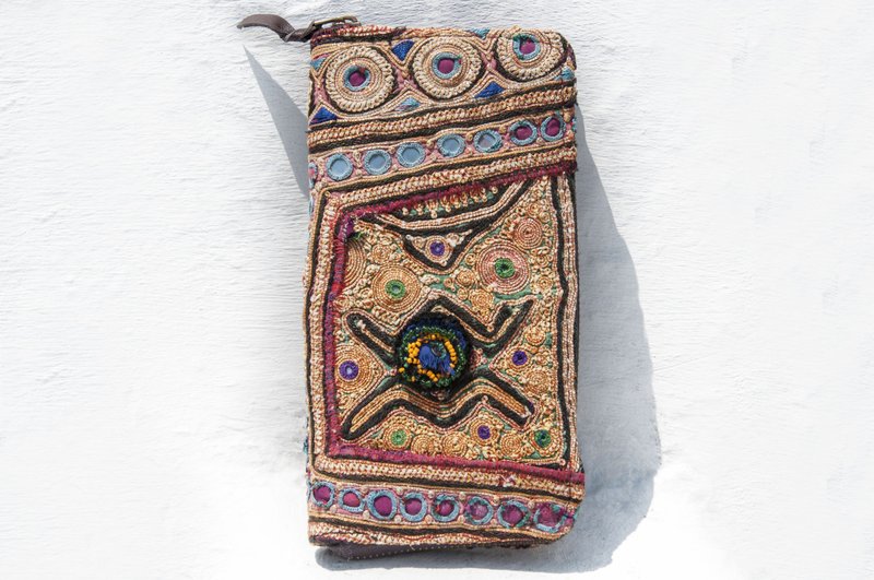 Hand-embroidered wallet ethnic style long clip embroidery wallet handmade ancient cloth long clip-Afghanistan embroidery flowers - กระเป๋าสตางค์ - ผ้าฝ้าย/ผ้าลินิน หลากหลายสี