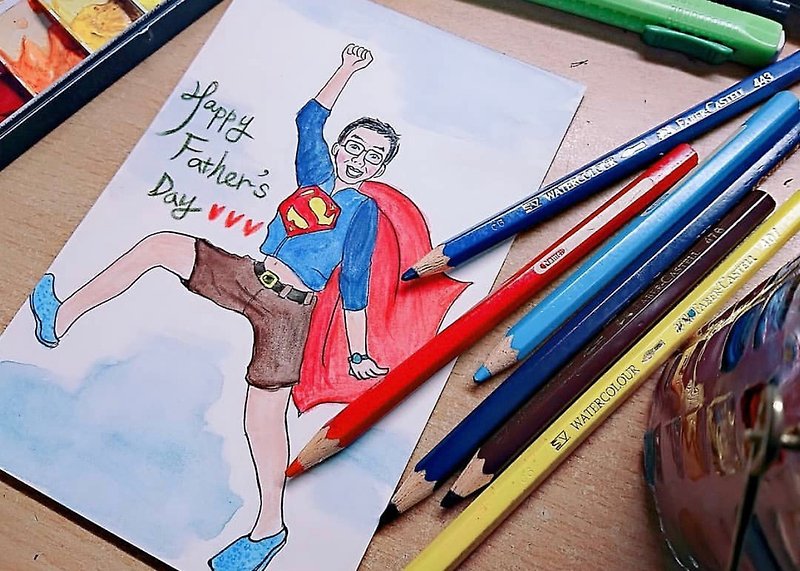 [Illustration looks like Yanhua] Superman Dad/Father's Day Gift/Card/Customized/Additional Frames Available - อื่นๆ - กระดาษ หลากหลายสี