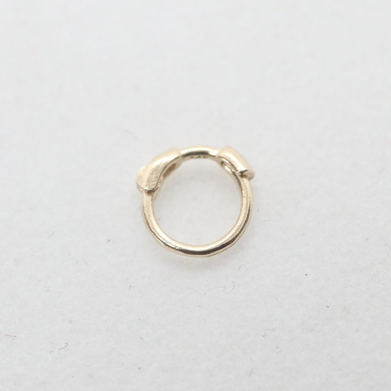 Pure 14K gold fine small earrings (single) (inner diameter 4.5 mm), no need to take them off after bathing, no fading - ต่างหู - เครื่องประดับ สีทอง