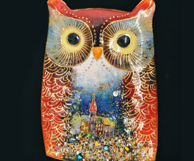 七宝焼　フクロウ　額装 楽天市場】【UncleZ】七宝焼き「飾り額」1羽のふくろう : 京の恵み