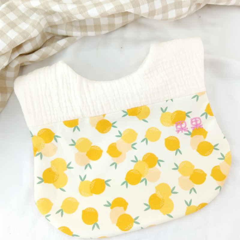 Summer lemon. Bib without hemming (name can be embroidered) - Bibs - Cotton & Hemp Yellow