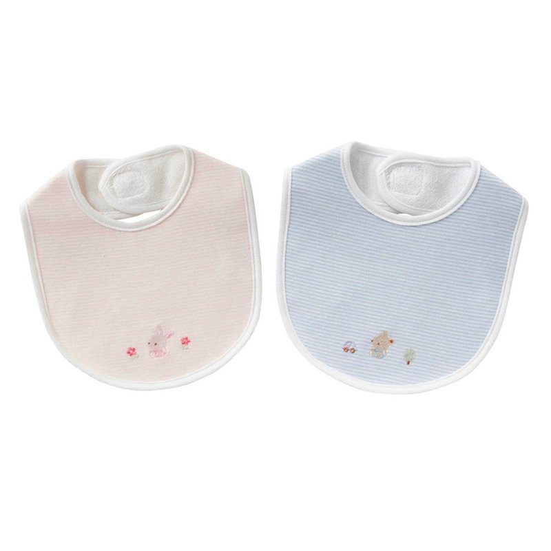 [Japanese OP mini] Baby embroidered bib/spit napkin available in two colors - ผ้ากันเปื้อน - ผ้าฝ้าย/ผ้าลินิน 