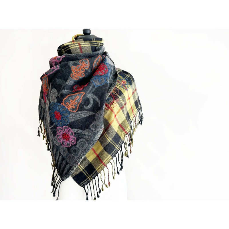 Indian boiled wool double-sided double-color scarf shawl/birthday gift/Christmas exchange gift - ผ้าพันคอถัก - ขนแกะ หลากหลายสี