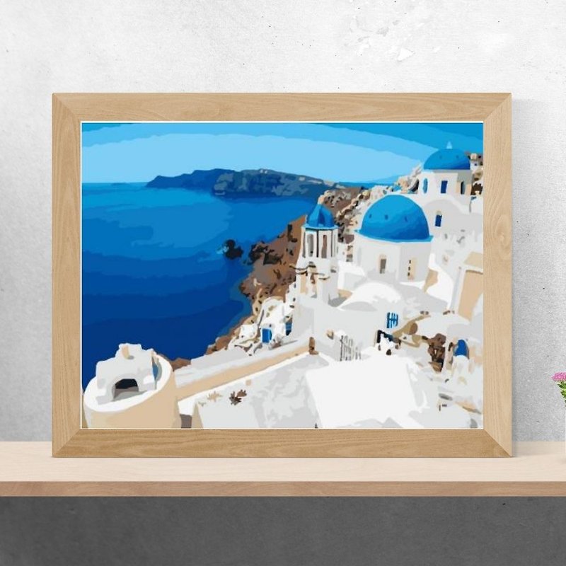 Blue Aegean Sea Creative Digital Oil Painting【Sales Ranking】 - วาดภาพ/ศิลปะการเขียน - วัสดุอื่นๆ 