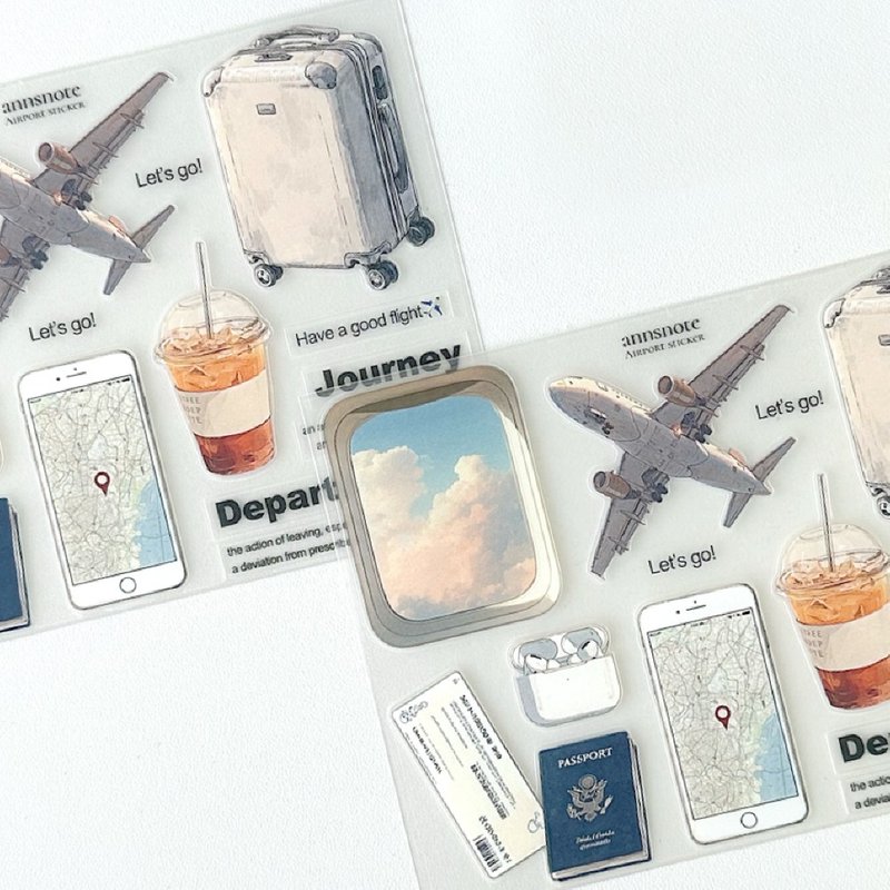 Airport - seal sticker PET (anns note) vintage collage - 貼紙 - 紙 多色