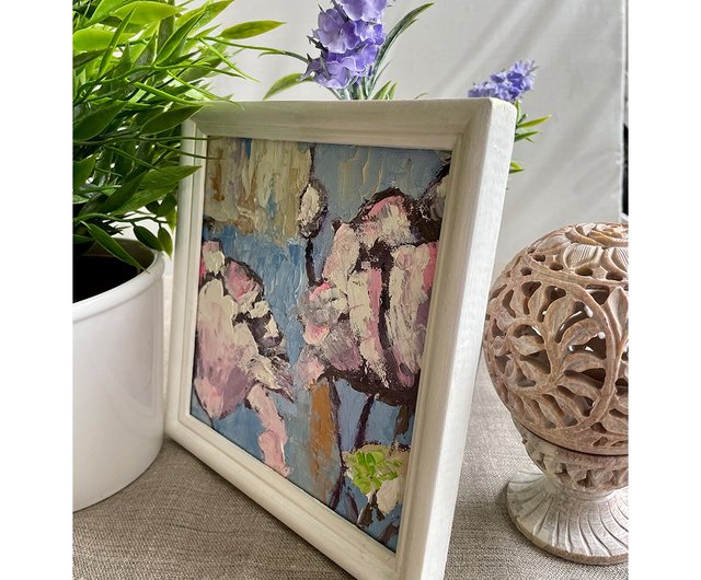 手描きの油絵の抽象的なピンクの花の客間の玄関は絵を掛けます45