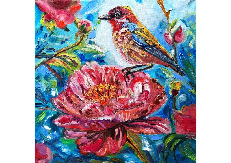 原創畫 Tropican  bird  Art  Original Painting Oil Painting  Oil On Canvas - 壁貼/牆壁裝飾 - 其他材質 粉紅色