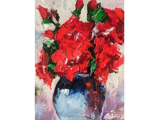 奥利弗卡纳特 Red Rose Art Floral Painting Flower Rose Artwork 20 by 25 cm Wall Art