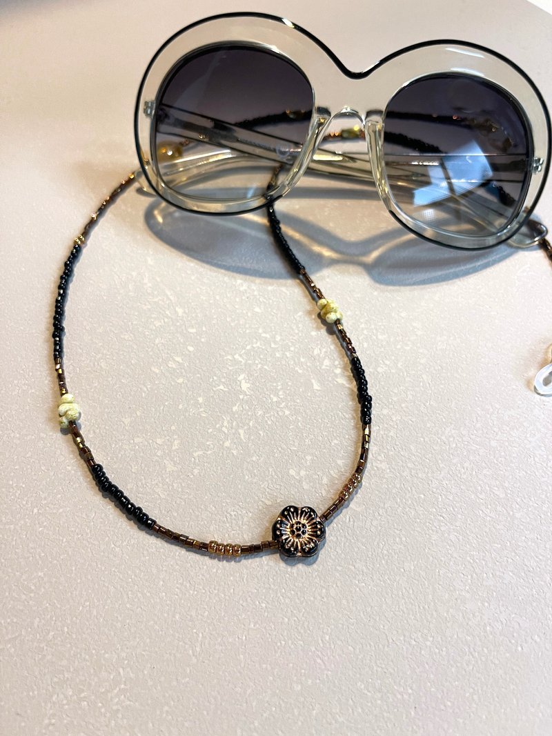 黑金梅花 項鍊 眼鏡鍊 手鍊 口罩鍊 耳機鍊 - 太陽眼鏡/墨鏡 - 玻璃 黑色