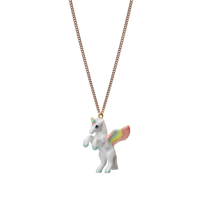 And Mary Pastel Flying Unicorn Necklace - สร้อยคอ - เครื่องลายคราม หลากหลายสี