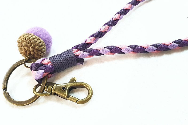 Paris*Le Bonheun. Waxed braided key ring ID holder. Fantasy purple - ที่ใส่บัตรคล้องคอ - ผ้าฝ้าย/ผ้าลินิน สีม่วง