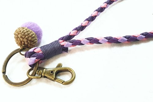 Paris。Le Bonheun Handmade Paris*Le Bonheun。臘線編織鑰匙圈證件套。夢幻紫