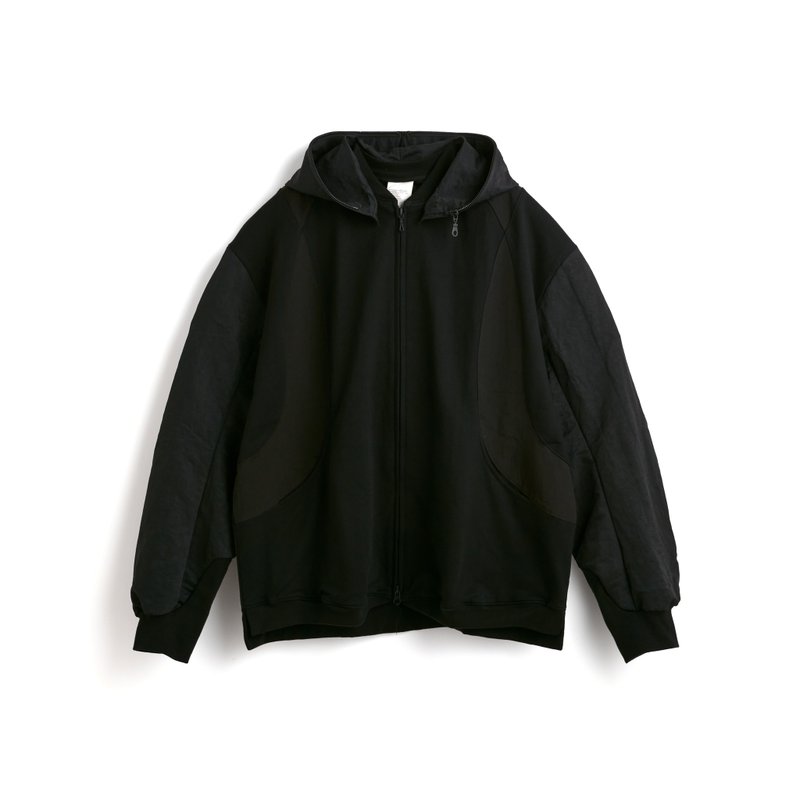 Patchwork Parka - 男夾克/外套 - 棉．麻 黑色