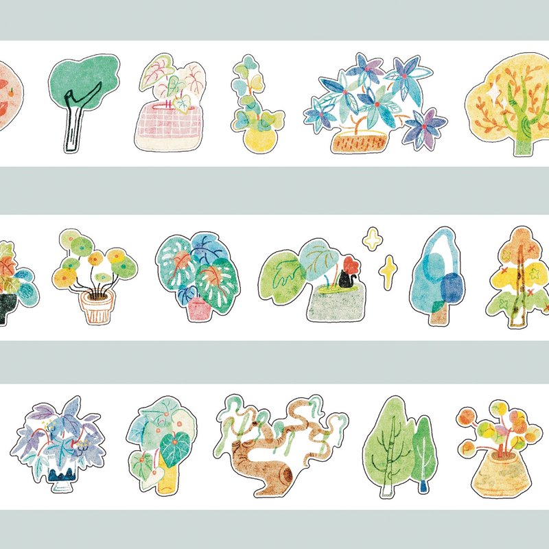 【マスキングテープ】種草得草 PET&和紙マスキングテープ ダイカット 手帳デコ 5m巻 - マスキングテープ・PET テープ - 紙 多色