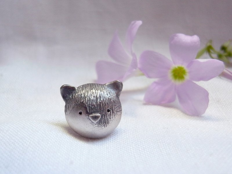 My Cat Friends--Cherry cat--Little cat--Silver Cat--Sterling Silver--Brooch - เข็มกลัด - เงินแท้ สีเทา