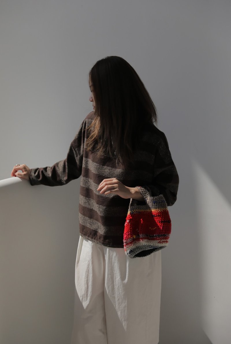 摩卡條紋上衣 限量 wool moka stripe top - 女上衣/長袖上衣 - 羊毛 