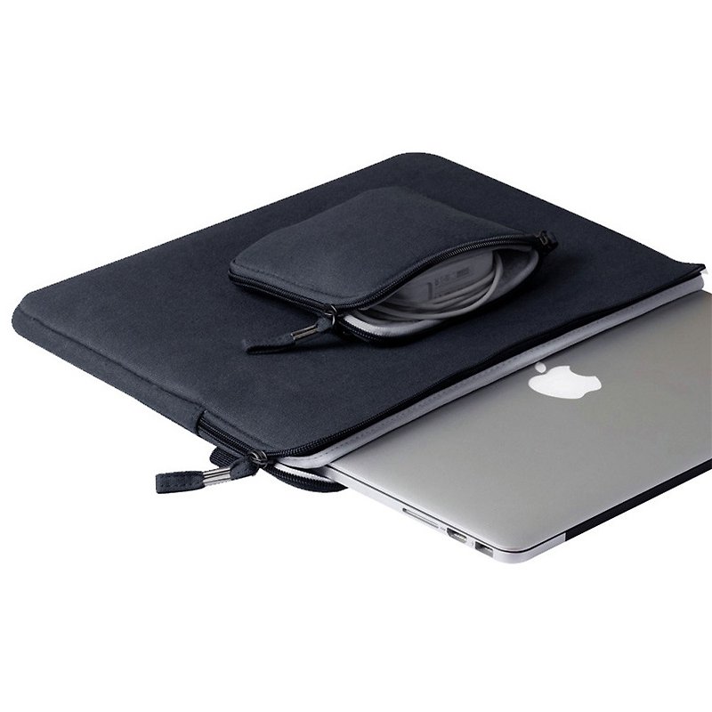 簡約時尚macbook 藏藍色帆布筆電包/11吋/12吋/13吋/15吋 - 電腦包/筆電包 - 棉．麻 黑色