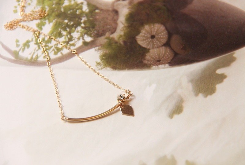 Diamond & Diamond Necklace / Swarovski Crystal Gold Plated & diamond - Necklaces - Paper Gold