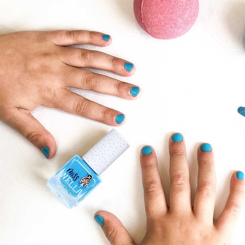British [Miss NELLA] Children's water-based safe nail polish-Mermaid Blue (MN01) - Nail Polish & Acrylic Nails - Other Materials Blue